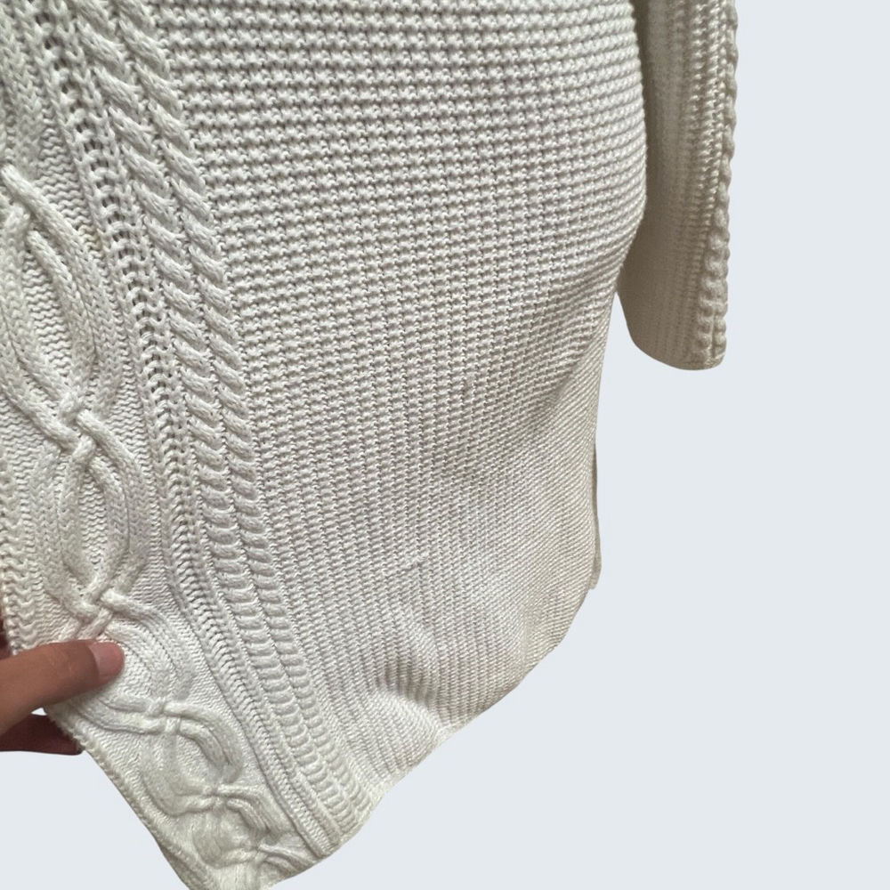 Jeanne Pierre Woman Ivory Cotton Cable Knit Shawl Collar Cardigan Sweater 1X - Picture 10 of 16